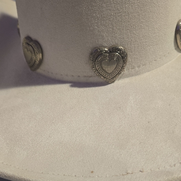 White Cowboy Hat with Silver Accents - Picture 2 of 3